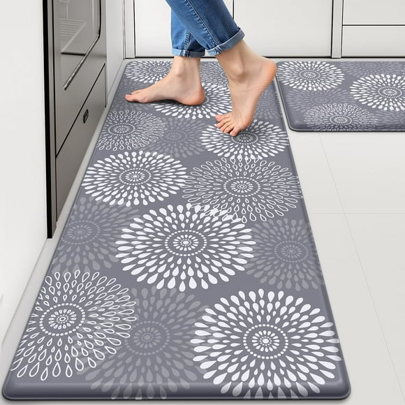 Alfombrillas de cocina LuxStep, antifatiga, impermeables y antideslizantes, color gris