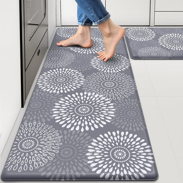 Alfombrillas de cocina LuxStep, antifatiga, impermeables y antideslizantes, color gris