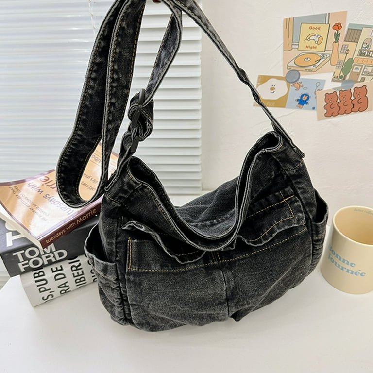 Denim Vintage Messenger Bag Retro Jeans Tote Bag Large Denim Vintage Messenger Bag Retro Jeans Tote Bag Large