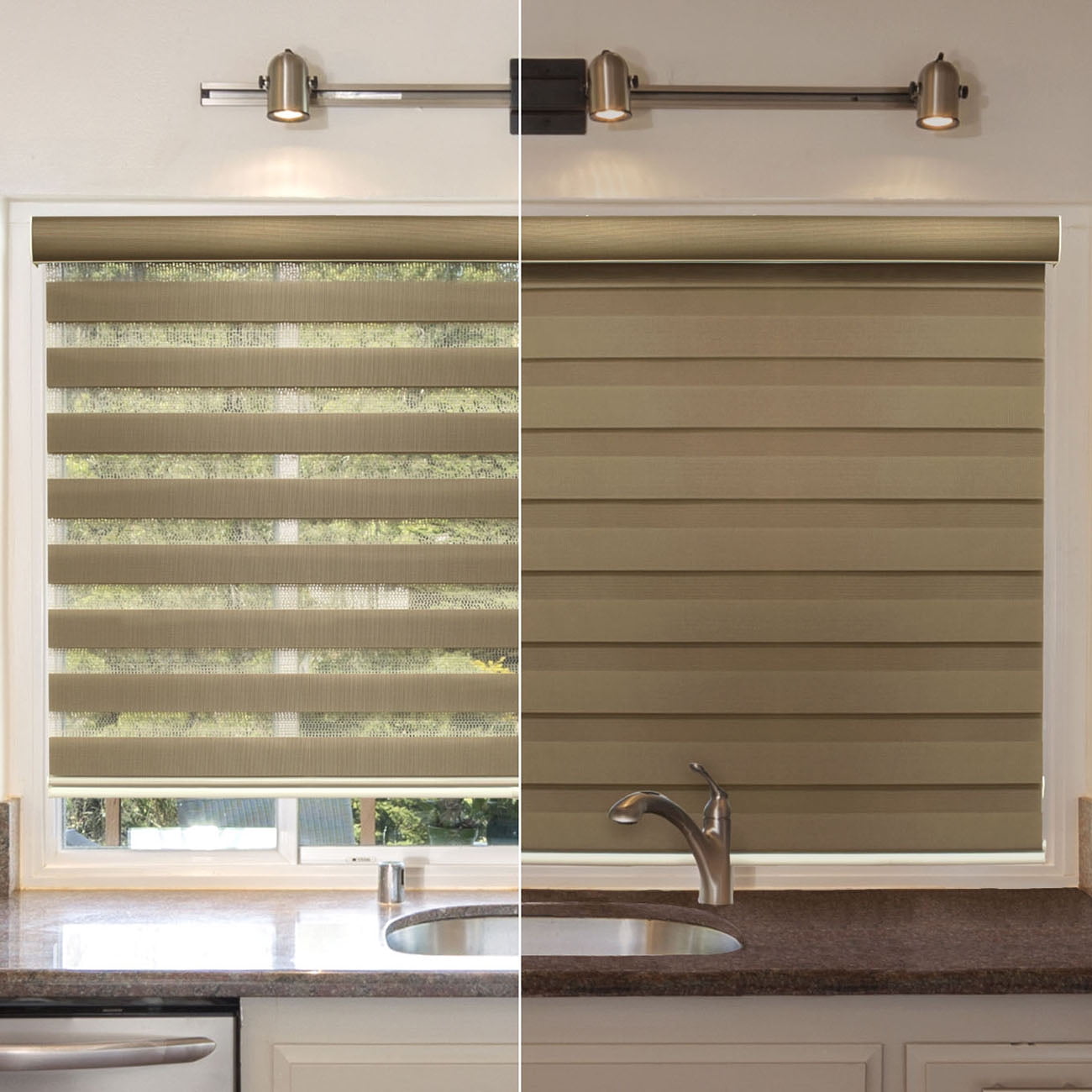 Chicology Dual Layer & Privacy Free-Stop Cordless Zebra Roller Shades