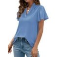 thumbnail image 3 of PRETTYGARDEN Women's Summer Blouses Dressy Casual Ruffle Cap Sleeve V Neck Business Work Trendy Cute Tops Spring Outfits, 3 of 10