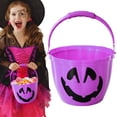 thumbnail image 3 of Clearance Sale | LED Light-Up Pumpkin Candy Bucket with Handle, Glowing Trick-or-Treat Pail for Kids, Purple, 3 of 9