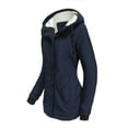thumbnail image 3 of Womens Hooded Parka Coat Winter Thicken Fleece Down Coat Jacket Overcoat Mid Length Zipper Outerwear, 3 of 5
