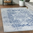 thumbnail image 2 of Machine Washable Area Rug Non Slip Backing & Ultra-Thin & Stain Resistant & Eco Friendly & Family and Pet Friendly - Himalayas Vintage&Modern Floral Traditional Abstract Navy & Creme Design, 2 of 5