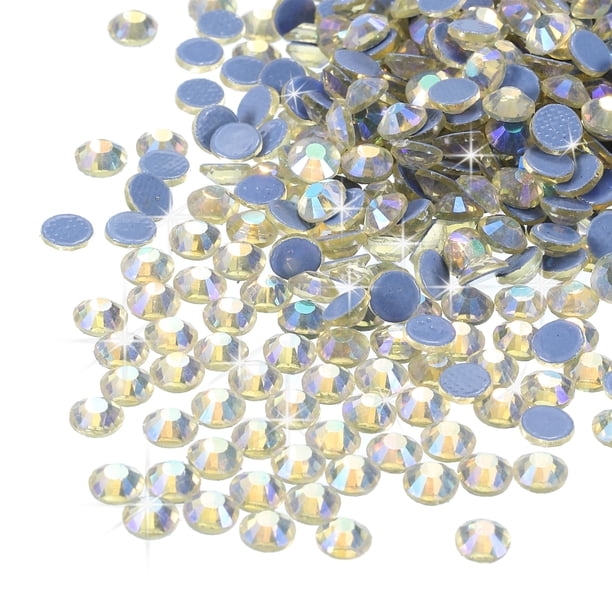 Uxcell Rhinestones Hotfix de Cristal Vidrio con Fondo Plano para Decoración de Ropa DIY Amarillo Brillante 4.8mm
