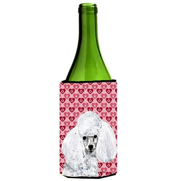 White Toy Poodle Hearts And Love Wine bottle sleeve Hugger 24 Oz.