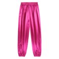 thumbnail image 5 of TiaoBug Womens Belly Dance Pants Elastic Waistband Satin Harem Pants Dancing Tribal Latern Bloomers Pants Hot Pink S, 5 of 7