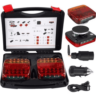 OPInjY Wireless Trailer Lights,2025 New LED Magnetic Towing Tail Light,Rechargeable Towing Light Kit with Powerful Suction Base for Trucks, Boat, RV, Vehicle,Wireless LED Trailer Light Kit