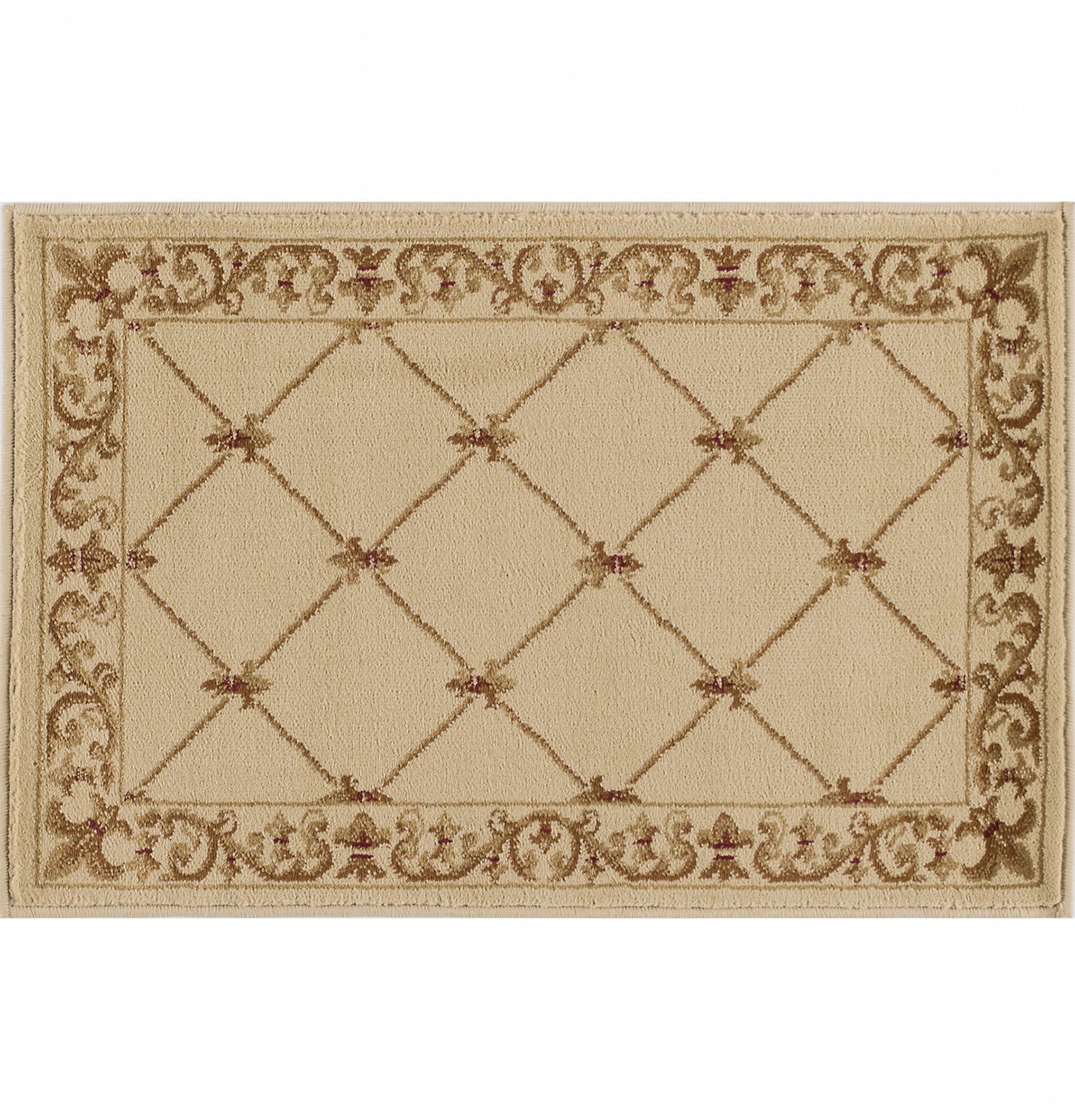 Sensation Traditional 2' x 3' Ivory and Beige Polypropylene Indoor Area Rug