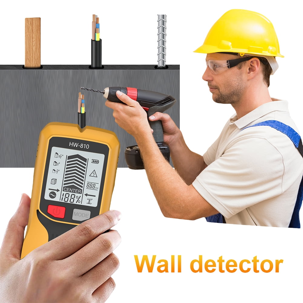 BLEEUS 6 In 1 Smart Stud Finder Wall Scanner For Wood Magnetic Metal Ac Wire Measurement and analysis supplies （Yellow）