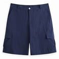 thumbnail image 2 of YOIAVAIOY Men's Cargo Shorts with Pockets Elastic Waist Casual Outdoor Work Shorts Dark Blue M, 2 of 4