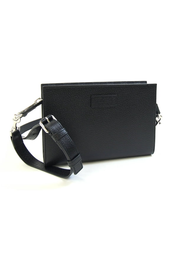 Pre-Owned Gucci GG Supreme Shoulder Bag 795488 Black Leather Crossbody Pouch Men's GUCCI
