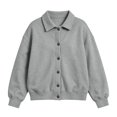 thumbnail image 3 of Wilark Girls Sweatshirts Cardigan Long Sleeve Collared Casual Fashion Kids Fall Jackets with Pockets Gray 6, 3 of 7