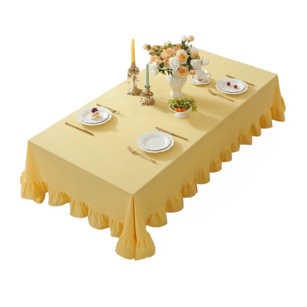 Mantel de mezcla de algodón con volantes de color liso, rústico, rectangular, cuadrado, para decoración de casa de campo, cocina, comedor, mesa y patio.