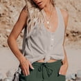 thumbnail image 3 of Casual Layered Ruffled Button Front Tank Top Blouse for Summer Comfort Cleavage Cover Backless Tops for Women plus Size All Bodysuit Women, 3 of 7