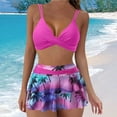 thumbnail image 2 of Womens Swimsuits Woman Large Separate Dress Style Briefs Ruffle Printed Bikini Hot Pink Womens Bathing Suits M, 2 of 6