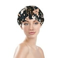 thumbnail image 3 of Kdxio Lilies Flowers Print Shower Cap for Women,Elastic and Reusable,Double Waterproof Layers Bathing Hat, 3 of 9