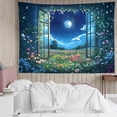 thumbnail image 3 of HVEST Floral and Fantasy Night Sky Tapestry Wall Hanging Wildflower Plant and Moon Wall Tapestry for Bedroom Nature Landscape Tapestry for Living Room College Dorm Home Decor,59x51 inch, 3 of 5