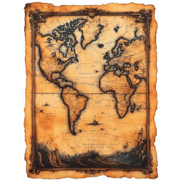 Qisvanset Framed Canvas Wall Art 12x16 Inch Mark Vintage World Map Bible Verse Home Mural Art