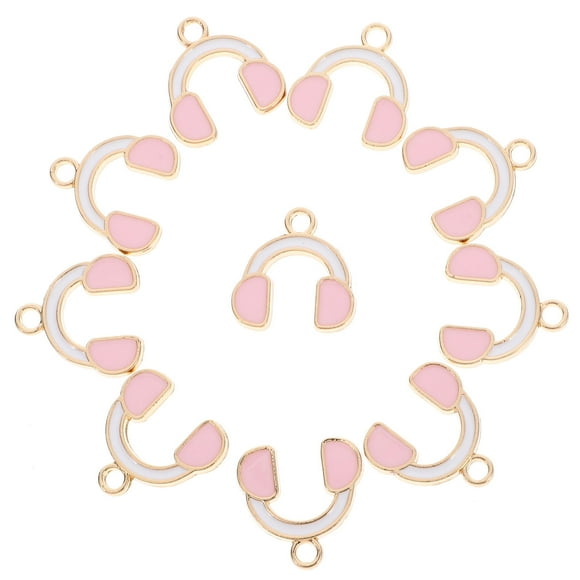 FONDOTIN 10Pcs Durable Pink Enamel Music Instrument Charms Metal Alloy for DIY Jewelry Making Pendant Bracelets