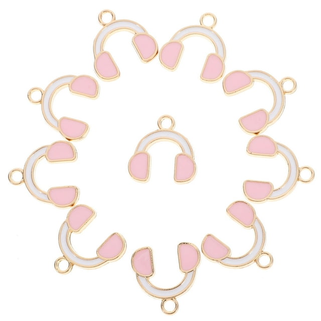 FONDOTIN 10Pcs Durable Pink Enamel Music Instrument Charms Metal Alloy for DIY Jewelry Making Pendant Bracelets