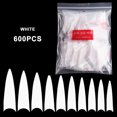thumbnail image 3 of 600Pcs Long Stiletto Nail Tips Set,Sharp Ending Fake Nail Art Tips 10 Sizes,French Acrylic False Nails Half Tips for DIY Salon Manicure Extension By TWSOUL, 3 of 5