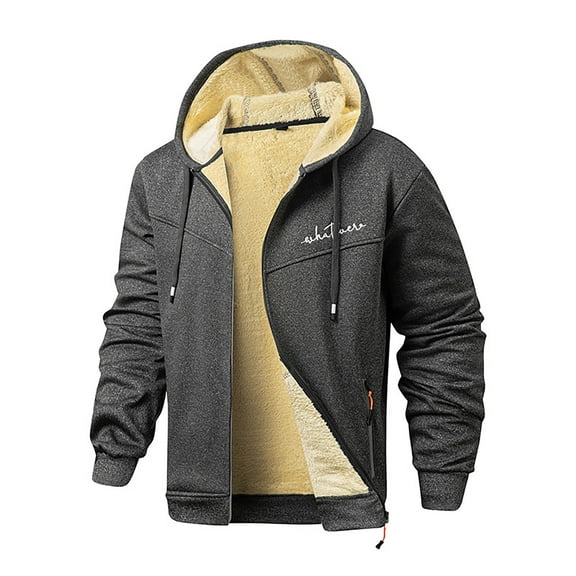 Men's Embroidered Hooded Pullover Lined Jacket for Warm Winter Outdoor Casual Wear Soft Comfortable Lightweight Sweatshirt Oversized Pullover Long Sleeve Crewneck Casual Tops