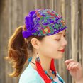 thumbnail image 3 of Ladies Ethnic Turban Hat Head Wrap Cotton Beanie Embroidered Florals Fashion, 3 of 4
