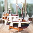 thumbnail image 4 of Accent Collection Brown Wood Sailboat Model With Cloth Bags Decor Rustic, Ocean themed, 4 of 6