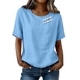 thumbnail image 2 of Womens Short Sleeve Tops Summer Tshirts Round Neck Casual Basic Tee Work 2026 Trendy Outfits with Decorative Buttons, 2 of 8