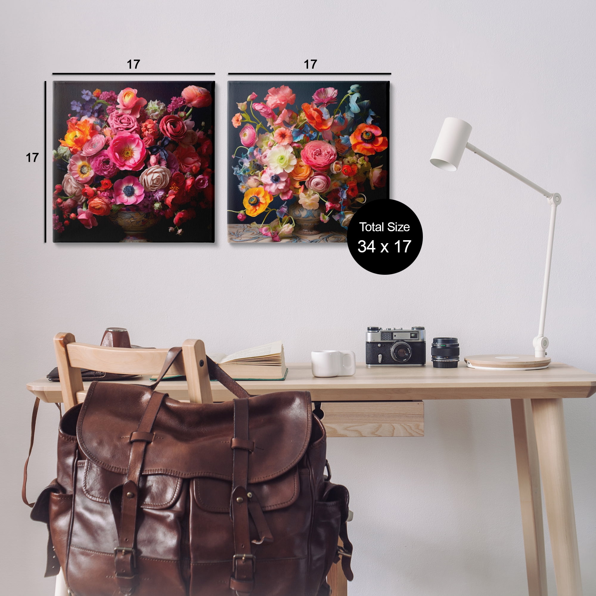 Stupell Industries Stunning Still Life Floral Arrangement Plants & Flowers Photography Wrapped Canvas Art Print Wall Art, 17 x 17, Set of 2
