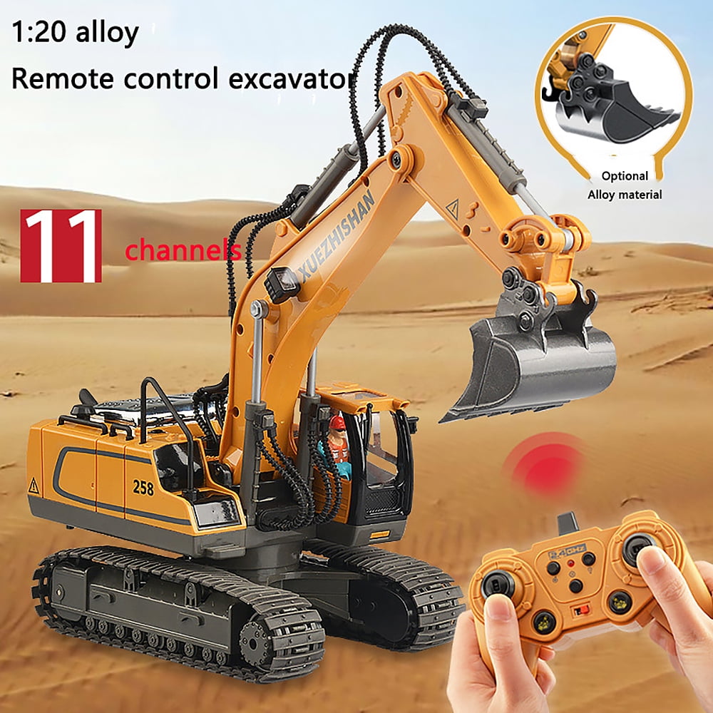 Ficcug Remote Control Excavator 11 Channel Rechargeable RC Truck