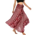 thumbnail image 4 of SWSMCLT Women's Long Skirts Tie Front Skirt Bohemian Summer Dress Gypsy Indian Maxi High Waist Flowy Hippie Boho Elephant Printed Dresses Elastic Waist Red One Size, 4 of 5