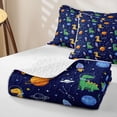 thumbnail image 4 of Erosebridal Kids Cartoon Dinosaur Bed Spread Queen,Jungle Dino Abstract Galaxy Planet Queen Coverlet Set For Boys,3 Pieces, 4 of 7