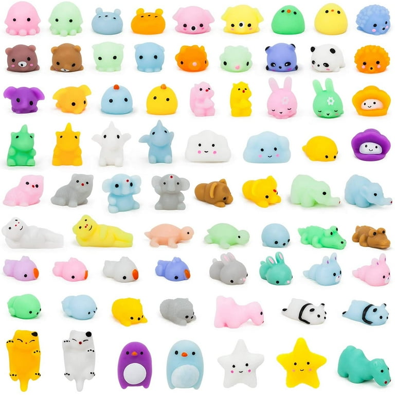 100pcs Squishies Squishy Toys Set for Kids Party Favors,Mini Kawaii Animals  Mochi Squishy Toy,Fidget Toys Packs,Stress Reliever Anxiety Toys for Boys