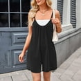 thumbnail image 7 of Womens Casual Rompers Sleeveless Crew Neck Spaghetti Strap Wide Leg Shorts Jumpsuits Overalls With Pockets, 7 of 7