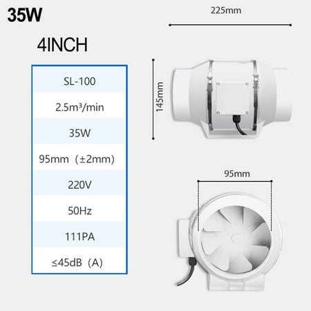 

SUNFEX 4/5 Inch Inline Duct Fan Ventilation Quiet Hvac Exhaust Blower