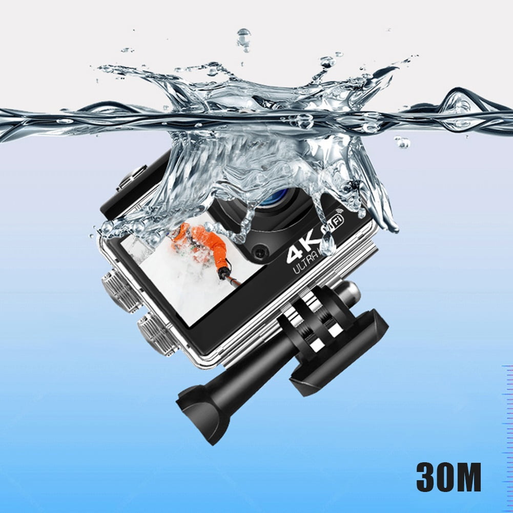 Professional EIS Action Camera 4K, 60fps 24MP WiFi 2.0'', Dual Touch LCD Screen Waterproof Camera, 4X Zoom Video Recorder Sport Cameras ,Easy to Use