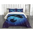 thumbnail image 3 of Ambesonne Ocean Quilted Bedspread Set 3 Pcs, Aquatic Girl Mermaid, King Size, Purple Black, 3 of 5