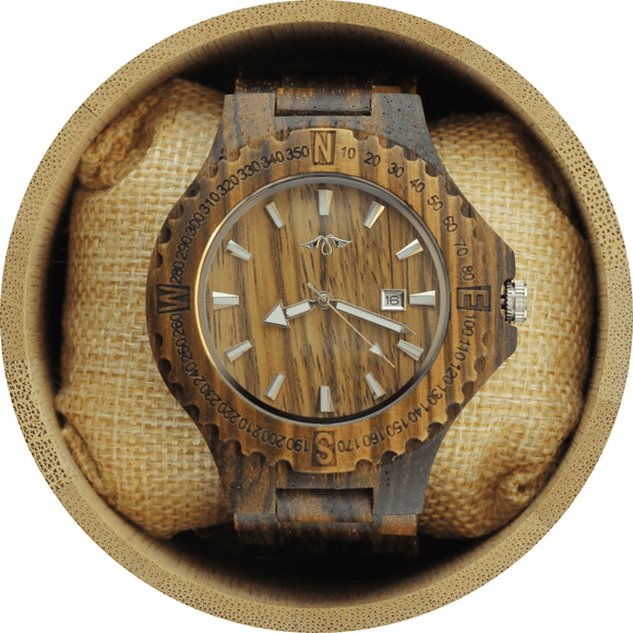 Angie Wood Creations Zebrawood Men’s Watch With Laser Engraved Bezel