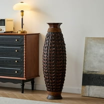 39" Hand Woven Bamboo Floor Vase, Tall Large Floor Vase, Decorative Flower Vase
