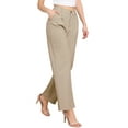 thumbnail image 4 of INSPIRE CHIC Wide Leg Dress Pants for Women's Casual Work High Waisted Dressy Trousers S Khaki, 4 of 5