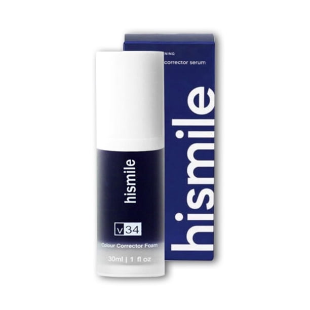 HISMILE-pasta de dientes V34, Corrector de Color púrpura, pasta de dientes con brillo blanco, cuidado dental, Reduce el Color amarillo, 30ml