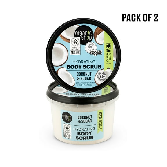 Organic Shop Coconut and Sugar Hydrating Body Scrub 250 ml. Pack of 2