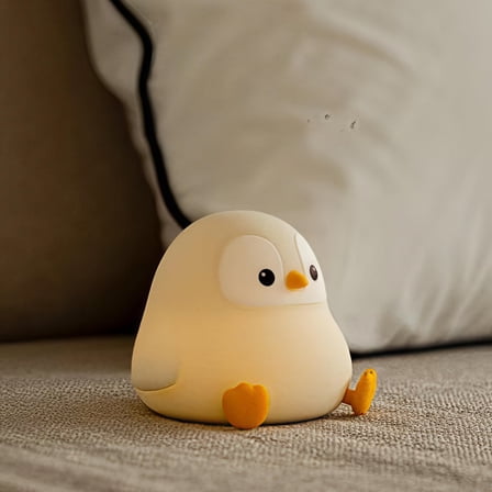 CHUNYAN Penguin Night Light, LED Squishy Novelty Animal Night Lamp, Food Grade Silicone, 2 Level Dimmable, Nursery Nightlight for Desk Decor, Funny Gifts Stuff for Boys Girls Baby