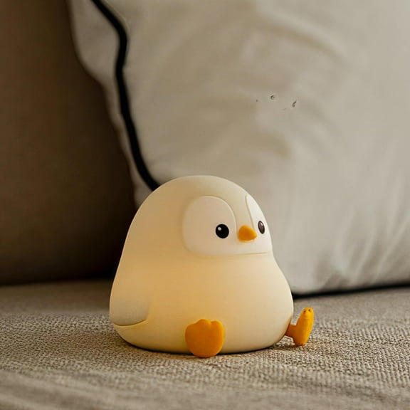 CHUNYAN Penguin Night Light, LED Squishy Novelty Animal Night Lamp, Food Grade Silicone, 2 Level Dimmable, Nursery Nightlight for Desk Decor, Funny Gifts Stuff for Boys Girls Baby