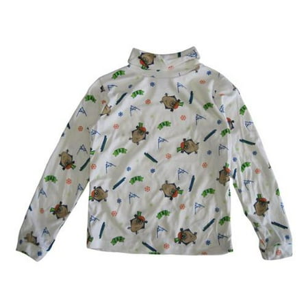 - WB Little Girls Boys Bone White Taz Print Allover Funnel Neck Shirt 4-7