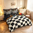 thumbnail image 2 of Manfei Vintage Grid 7 Pieces Full Size Bedding Sets,Modern Check Full Size Bed in a Bag,Black Blue Red,Black Reversible, 2 of 7