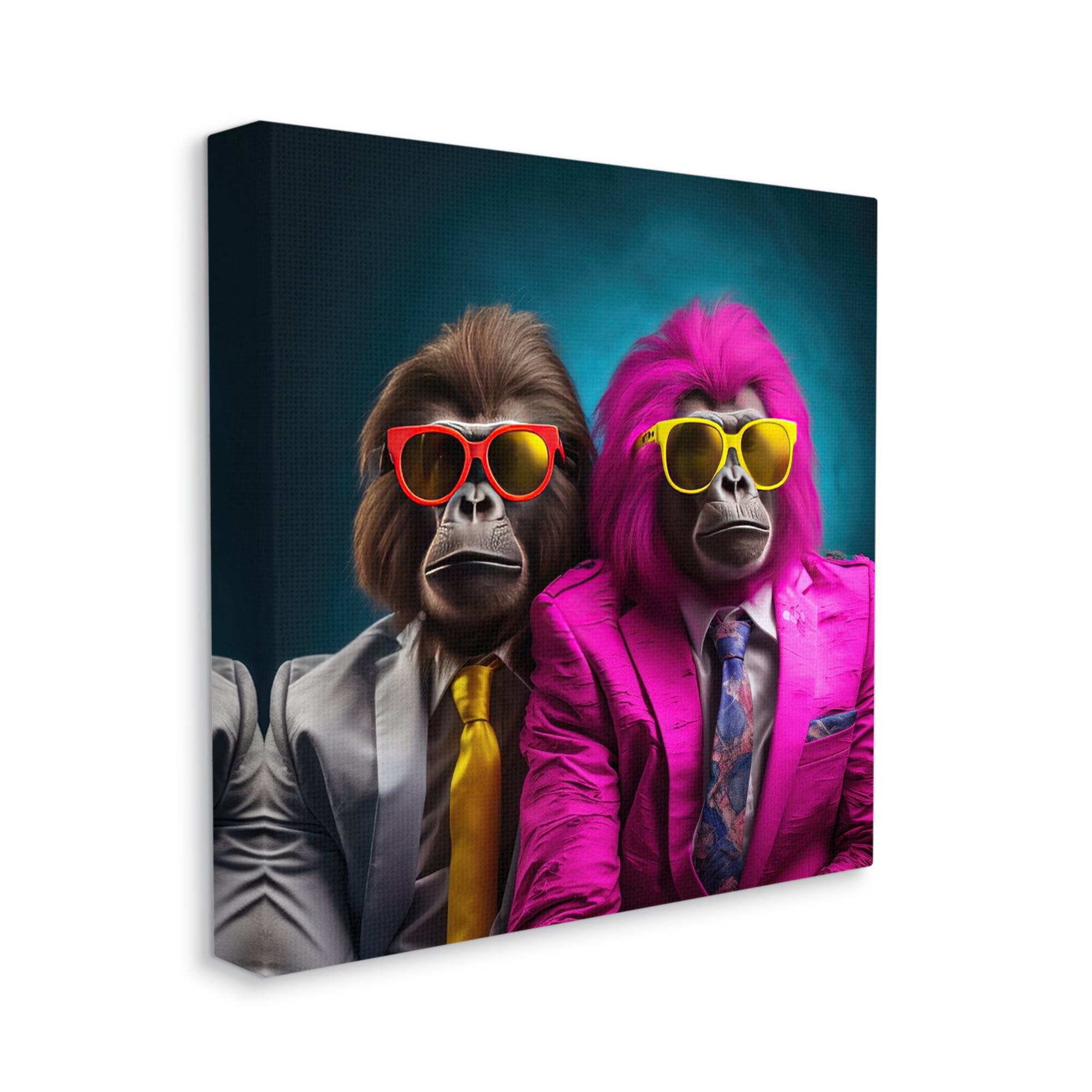 Stupell Industries Gorillas in Suits Animals & Insects Painting Gallery Wrapped Canvas Art Print Wall Art, 30 x 30