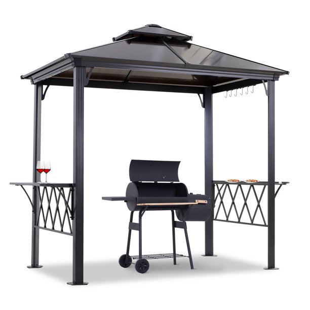 Outsunny 8.3 ft Outdoor Patio Doubletier BBQ Canopy Gazebo with 2